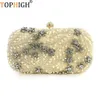 Kvällspåsar Tophigh Crystal Pearl Designer Luxury Bag For Women Clutch Purse broderi Bröllopshandväskor Brudskuldrik 230804