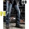 Mäns jeans 2023 Fashion Mens Black Biker Motocycle Denim Pants Male Stretch Original Trousers Off-Road Protection Clothing