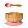 Bowls Baby Feeding Bowl And Spoon Set Bamboo With Spill Proof Stay Put Suction Ring