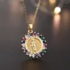 Pendant Necklaces Fashion Women Colorful Zircon Jesus Statue Bohemian Necklace Engagement For Copper Jewelry Birthday Gift