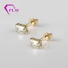 Customized Emerald Cut Moissanite Diamond Earrings Jewelry Yellow Gold Color Earrings Studs