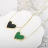 Hanger Kettingen Mode Roestvrij Staal Grote Vormige Hart Pauw Groene Ketting Voor Vrouwen Zwarte Perzik Charme Ketting Sieraden Gift