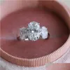 Headpieces Top Selling High Quality Fashion Ring Jewelry 925 Sterling Sier Rings Oval White 5A Cubic Zirconia Diamond Eternity Women B Dhasy