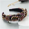 Headbands Luxury Baroque Style Fl Headband Hair Accessories Women Thickened Sponge Embroidery Prom Band Hoop 230202 Drop Delivery Jewe Dhxqa