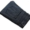 Jeans Masculino Masculino Jeans Rasgado Marca Reto Slim Fit Calças Longas Moda Masculino Stretch Holes Tamanho 42