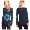 Women's Sweaters Foreign Trade Original Order Spanish Printed Top Spring And Autumn Thin Sequin Knitted Shirt Round Neck
