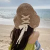 Brede Rand Hoeden Kant Bandage Stro Voor Vrouwen Zomer Dunne Holle Floppy Zon Dames Outdoor Strand Hoed Bescherming Bob Gorra