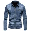 Men's Jackets Black Denim Jacket Men Moto Biker Coats Spring Autumn Slim Fit Fashion Casual Stand Collar Coat Male