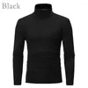 T-shirts pour hommes automne hiver hommes T-shirt thermique mince demi-col bas haut T-shirt mince coton chaud col haut à manches longues T-shirt