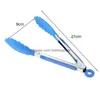 BBQ Tools Accessories 8Inch Sile Food Tong rostfritt stål Kökstång Non-Slip Cooking Clamp Clamp Salad Grill Drop Delivery Hom DHGN3