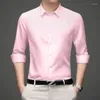 Men's Casual Shirts Korean Fashion Men Long Sleeve Smooth Spring Summer Streetwear Oversized Slim Grey Business Office Social Tops