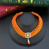 Wedding Jewelry Sets Sunspicems Morocco Bride For Women Gold Color Waist Chain Belt Orange Crystal Choker Necklace Drop Earring Brooch 230804