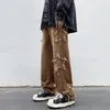 Jeans da uomo Stelle alla moda Asciugamano Ricamo Pantaloni larghi da uomo marroni Y2K Abiti maschili Pantaloni dritti Pantaloni Hip Hop Streetwear