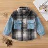 Jackets Toddler Kids Baby Boys Spring Autumn Casual Shirt Long Sleeve Lapel Button Plaid Contrast Color Shirt 1-5T R230805