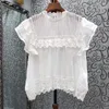 Blouses pour femmes couverture en coton 2023 été mode Style femmes à volants dentelle Patchwork sans manches décontracté blanc noir élégant Blusas