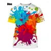 T-shirts pour hommes été hommes femmes Harajuku Style T-Shirt coloré Splash encre goutte à goutte peinture imprimer enfants adultes vêtements chemise mode T-shirt hauts