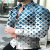 Chemises décontractées pour hommes à la mode revers boutonné à pois imprimé à manches longues hauts vêtements de fête de bal chemise hawaïenne Blouses