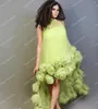 Abiti casual Cute Green Hi Low Tulle Party Custom Made Fluffy Ruffles Abiti lunghi da donna lunghi per Natale Taglie forti