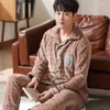 Mannen Nachtkleding Warm Flanel Winter Tick Pyjama Mannelijke Lon Mouw Pijama Casual Herfst Pyjama Mannen Coral Fleece Slaap XXXL