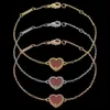 Original luxury designer Girls women heart red agate bracelets elegant Love 18K Gold silver rose Bangles VC engrave bracelet Fashion Jewelry Lady Party 18cm