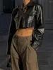 Женская кожаная женщина из искусственных байкерских пиджаков с застежкой -молнией и стегаными рукавами - стильная верхняя одежда для уличной одежды осень моды