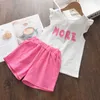 Kläder sätter casual flickor Kläder Set Summer Floral T-shirt Shorts Suit 2st Kids Clothes Set New Sleeveless Girls Boutique Outfits R230805