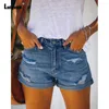 Kvinnors jeans Ladiguard 2023 Sexigt mode rippade denim shorts kvinnor sommar avslappnad kort bantning botten damer vintage strimlade byxor