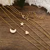 Pendant Necklaces Vintage Gold Color Multilayer Heart Necklace For Women Fashion Crystal Hollow Love Star Moon Charm Chain Collar Jewelry