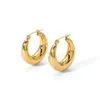 Boucles d'Oreilles Créoles Acier Inoxydable Plaqué Or 18K Épais Chunky Huggies Petits Créoles Dôme Élégant Et Chic Pour Les Femmes