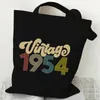 Alışveriş Çantaları Moda Kadınlar Vintage 1953 Tuval Süpermarket Alışveriş Çantası Harajuku Numarası Tote 50s Trend Eko Çantalar