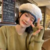 Berets Lamb Wool Beret Female Autumn And Winter Wear Big Head Circle Warm Bud Painter Hat Korean Version Face Small Plush