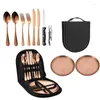 Dinnerware Sets Portable Set Knife Fork Spoon Meal Clips Plate Picnic Stainless Steel Outdoor Cutlery Camping Tableware