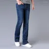 Men's Jeans Men Micro-trumpet Blue Slim Stretch Korean Tide Size 26-30 31 32 33 34