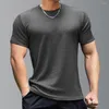 Magliette da uomo T-shirt muscolare ad asciugatura rapida Sport estivi Manica corta Girocollo Camicia bianca traspirante solida Strano grigio