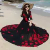 Casual Dresses 2023 Spring/Summer Korean V-neck Printed Chiffon Dress For Women With Waist Wrap And Slender Beach Female