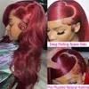 13x4 Red Body Wave Colored Lace Front Wigs for Women Brazilian HD Transparent Lace Frontal Wig Pre Plucked Glueless