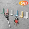 Hooks 5pcs Wall Hole-free Kitchen Bathroom Shelf Hook Umbrella Key Clothing Wire Storage Accessories Household Gadgets