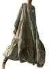 女性用カジュアルドレス長袖のフロントボタンvネックルーズビーチソリッドボヘミアンプロムライトサマー