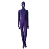 Women's Catsuit Halloween cosplay costumes purple color Spandex jumpsuits front Zipper can removable Hood