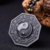 Pendant Necklaces Obsidian Yin Yang Necklace Chinese Taiji-Bagua Men's Jewelry Women's High Quality Gossip For Unisex