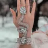 Wedding Jewelry Sets Exaggerated Snake Earrings and Bracelet Set Luxury Accessories Connecting Finger Rhinestone for Women Party Gift 230804