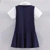 Sukienki dla dziewczynki dziecięce sukienki dla dziewcząt ubrania nastolatków szkolna mundur letni stroje krótkie rękaw