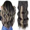 Synthetic Hair Clip In Hair Extensions Body Wave Mechanism Clips On 1B# 99J P85/613# 6A#