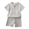 Kleidungssets Sommer Kinder Kleidung Sets Leinen Sportkleidung für Baby Mädchen Jungen Kleidung Sets 2 Stück Kinder 1-8Years Kleidung R230805