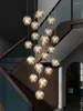 Avizeler Işıkları Postmodern Merdiven Led Villa Loft El Lobby Lüks Asma Sanat Oturma Odası Ev Dekor Cam Lamba