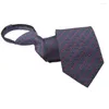 Bow Ties Tide 8cm Mans Business Plaid Paisley Tie Polyester Jacquard dragkedja slips lätt att dra bröllopsfestgåvor för män