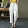 Spodnie damskie cukierki kolory elastyczne talii Kostka Długość Summer Harem Vintage Cotton Line Capri Fcasual Loose Plus Size C8147