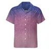 Chemises décontractées pour hommes paillettes imprimé vacances chemise bleu rose scintillant été mâle drôle Blouses à manches courtes haut graphique grande taille