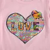 Set di abbigliamento Set di vestiti estivi per ragazze per bambini T-shirt a maniche corte con lettera con paillettes per bambini Tuta corta Abiti casual per bambini