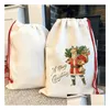 Christmas Decorations Sublimation Blank Santa Sacks Diy Personlized Dstring Bag Gift Bags Pocket Heat Transfer 50X68Cm Drop Delivery H Dhswo